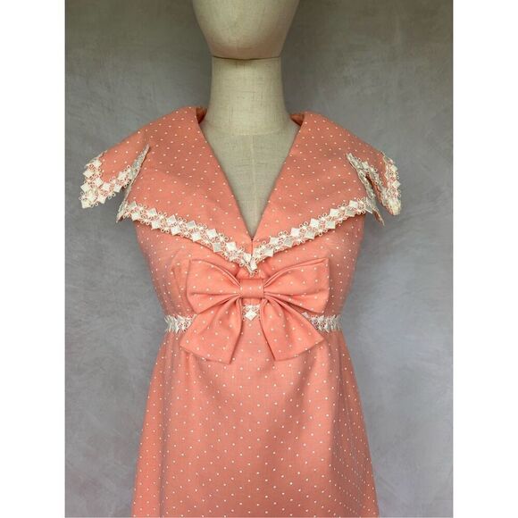 Vintage Mod 1960s Maxi Dress Dagger Collar - Picture 2 of 6